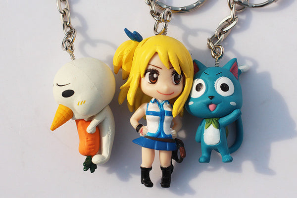 Unisex Gifts Anime Fairy Tail Keychain Pendant Key ring Jewelry Cosplay  4Pcs/set