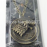 Hot Movie HBO Game of Thrones necklace House Stark Winter Is Coming Bronze 2" Metal pendant jewelry souvenirs