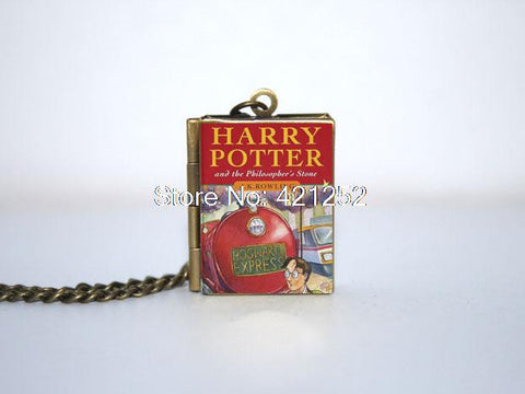 Harry Potter and the Sorcerer's Stone Book Locket Necklace, Bronze tone