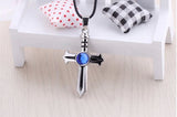 Fairy Tail Necklace Cross Blue Gem Pendant