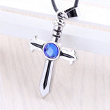 Fairy Tail Necklace Cross Blue Gem Pendant