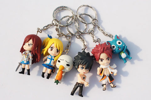 GlobalNiche® 6Pcs/Set PVC Q Version Anime Fairy Tail Figures Keychain Key  Ring Pendant Dec : : Bags, Wallets and Luggage