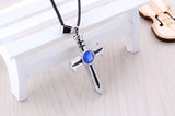 Fairy Tail Necklace Cross Blue Gem Pendant