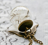 Harry Potter Angel Wings Wish dandelion necklace